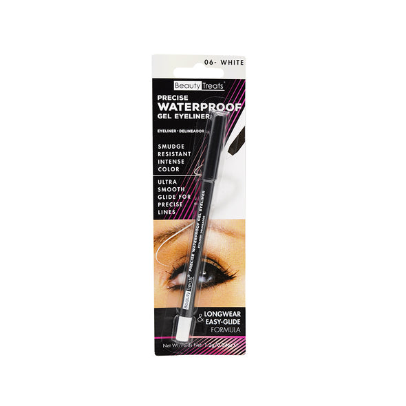 Image of a Beauty Treats Precise Waterproof Gel Eyeliner pencil in white.