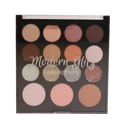 Image of a single palette of Beauty Treats' Modern Glitz Day to Night Palette on a white background.