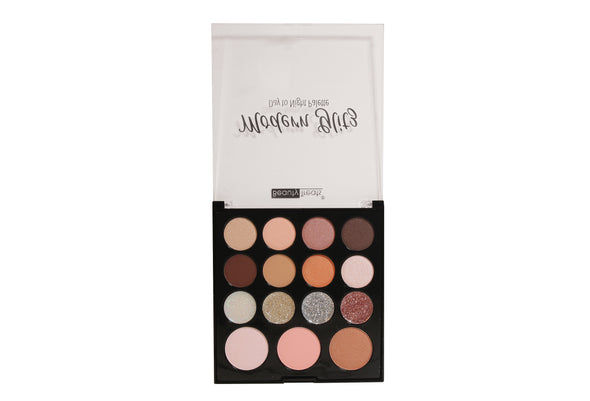 Image of a single palette of Beauty Treats' Modern Glitz Day to Night Palette on a white background.
